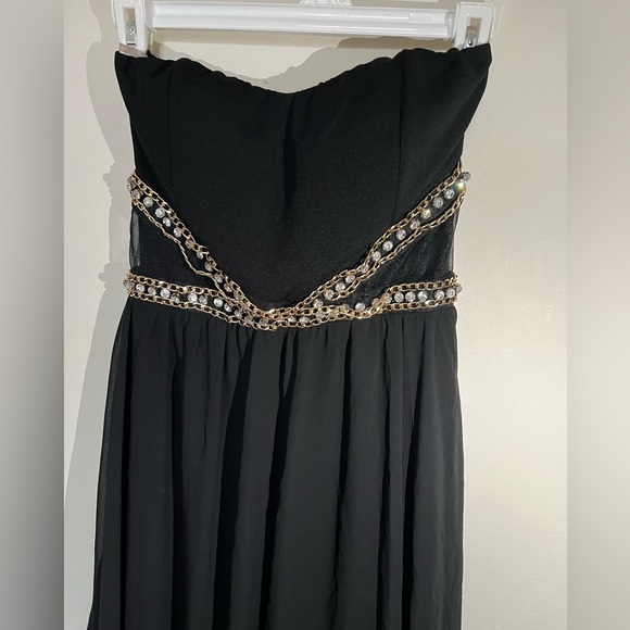 Women’s Black Strapless High-Low Dress - Picture 5 of 6
